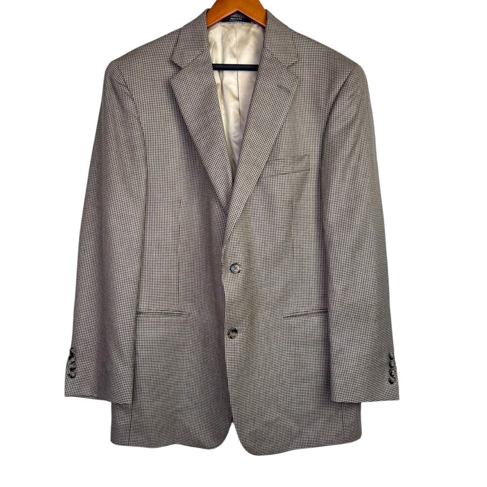 Hart Schaffner Marx Wool Houndstooth Sport Coat Classic Americana Blazer Men 42R